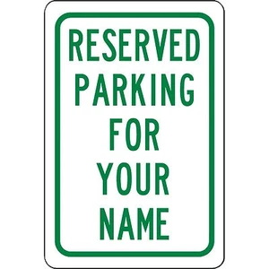 Personalisiert Reserviert Ihr Name Hier Parkplatz Schild Aluminium Metall Grün 8" x 12" - Bild 1 von 1