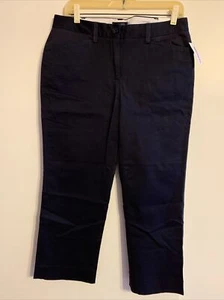 Land’s End Cropped Navy Blue Women’s Pants Natural Waistline Fit 2 (size 8) NWT - Picture 1 of 5