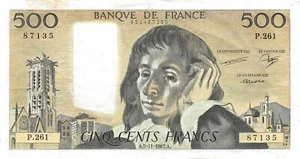 France  500  Francs  5.11.1987  P 156f  Series  P  Circulated Banknote LB10 - Picture 1 of 2