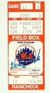 Hubie Brooks NY Mets MLB Baseball Autographed Signed 1982 Ticket Stub - Picture 1 of 1