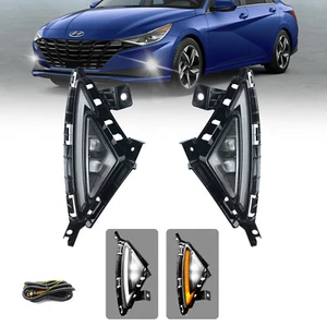 Pair For 2021-2023 Hyundai Elantra 4DR Sedan LED Fog Lights Bumper Lamps+DRL - Picture 1 of 8