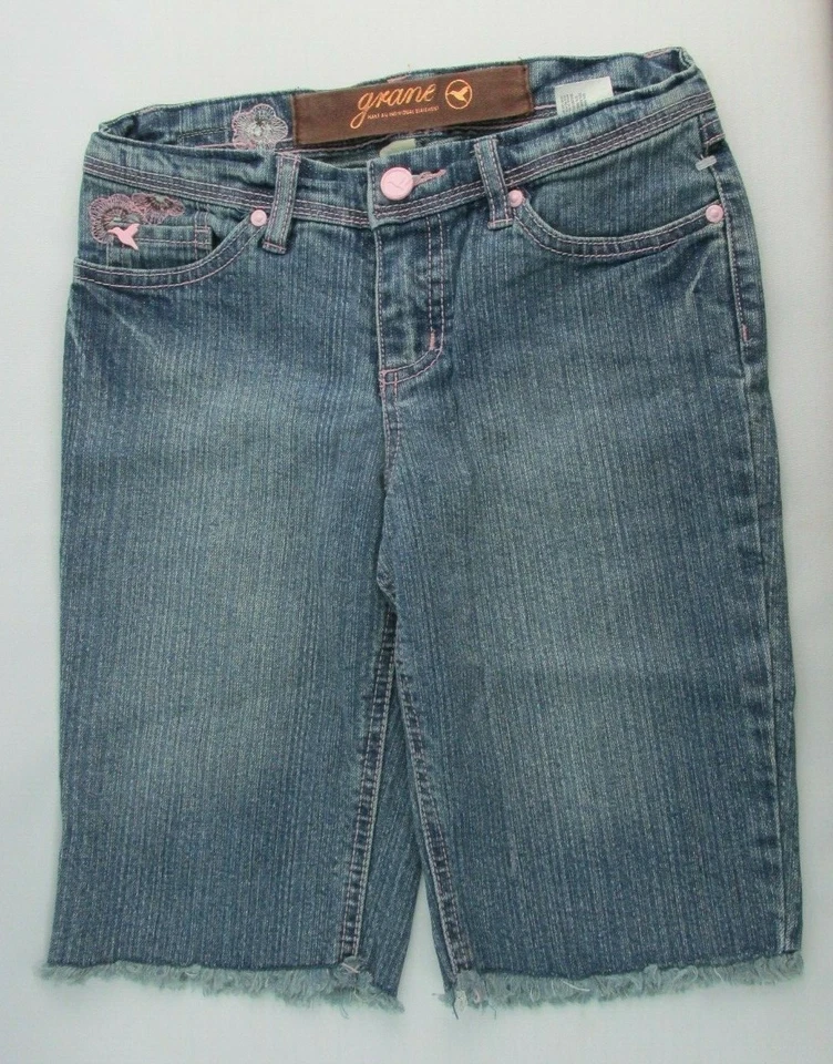 Pantalones Cortos Denim Marca Grane Niñas Talla 12 Rosa Bordados Bolsillos Cortes Nuevos Foto 1 de 4