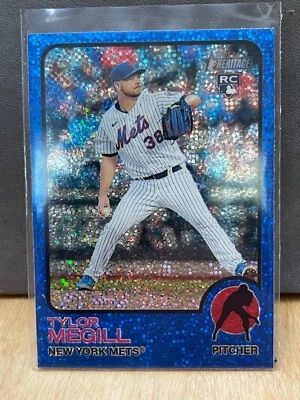 2022 Topps Heritage Chrome Tylor Megill #140 RC Blue Sparkle Refractor Mets - Image 1 of 2