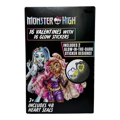 Monster High 16 Valentines Exchange Cards w/ Glow In The Dark Stickers - Image 1 of 4