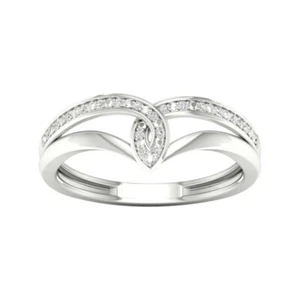 10k White Gold 1/3ct Pear Shape Diamond Halo Cluster Engagement Ring Size 7.5 - Picture 1 of 5