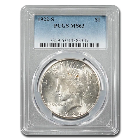 1922-S Peace Dollar MS-63 PCGS - SKU #22670 Cover