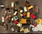 Vintage HUGE LOT Miniature Dollhouse Furniture 1:12 and dolls