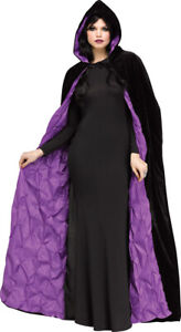 68" Velvet Hooded Coffin Cape Purple Taffeta Lining Adult Halloween Accessory