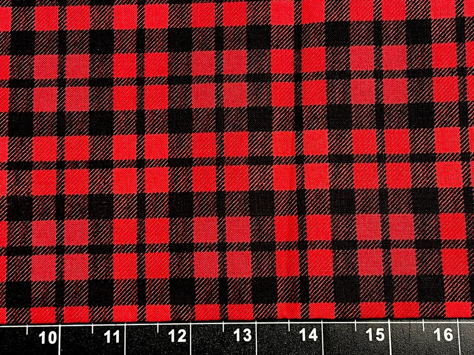 Tina Scrap Buffalo Checks Winter Red Black Plaid FABRIC 9"x21" COTTON  - Image 1 of 1