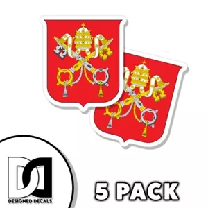 Calcomanías autoadhesivas del escudo de armas de la Ciudad del Vaticano de 3 pulgadas bandera de Roma 5pk - Imagen 1 de 3