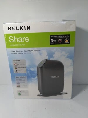 BEIKIN SHARE N300 4-PORT 10/300 300Mbps WIRERLESSN ROUTER F7D33022 - Image 1 of 4