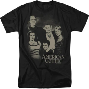 The Munsters American Gothic Licensed Adult T-Shirt - Picture 1 of 15
