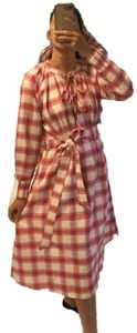 Frankie + Dash Pink Check Cotton Dress Size 10 BNWT 100% Cotton Tea Dress - Picture 1 of 4