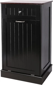 Tilt Out Trash Cabinet 10 Gallon Wooden Free Standing Laundry Sorter Cabine,Recy - Picture 1 of 7