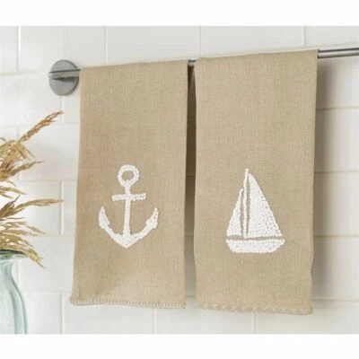 Conjunto de 2 toalhas de hóspedes French Knot Sea - Imagem 1 de 3