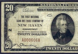 CT 1929 20 $ CH#2 ❀❀ NEW HAVEN, CONNECTICUT ❀❀ PMG VERY FINE 20 - Bild 1 von 3