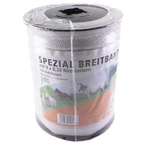 200m Weidezaun Spezial-Breitband 20mm 9x0,20 NiRo weiß Elektrozaun Pferdezaun - Bild 1 von 1