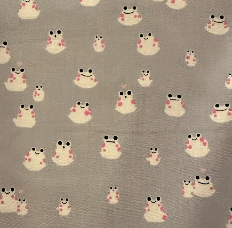 Cotton + Steel Fabric HOME SWEET GNOME White & Pink Frog Sarah Watts RJR 44” BTY - Image 1 of 4