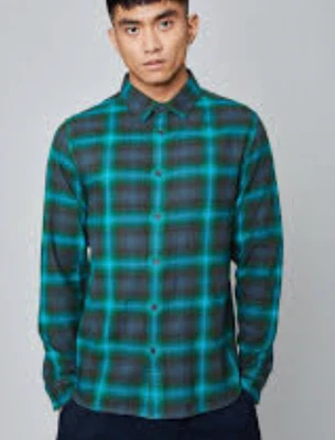 Native Youth Zak Button Up Shirt Mens Medium Green Plaid Long Sleeve New - Image 1 of 4