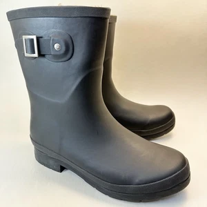 Chooka Women's Delridge Fleece Lined Mid Waterproof Rain Boots - BLACK Size US10 - Picture 1 of 9