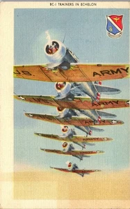 Vintage Airplane Aviation Postcard BC-1 Trainers in Echelon San Antonio TX  - Picture 1 of 3
