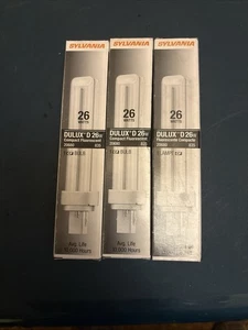 Lot Of3 SYLVANIA DULUX D/E Compact Fluorescent Bulb 26W 20673 835 Avg 10000 Hrs - Picture 1 of 2