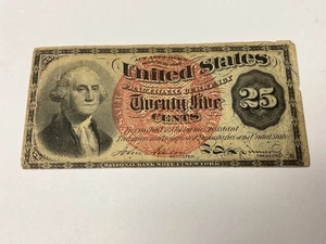 25 Cents FRACTIONAL CURRENCY United States 25c George Washington Note - Picture 1 of 6