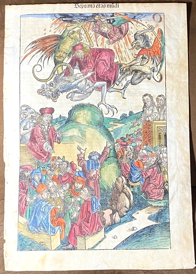 VERY RARE Nuremberg Chronicle Leaf, CCLXII, 1st Latin Ed, APOCALYPSE , c.1493 - Image 1 of 4