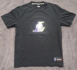 Hugo Boss NBA Los Angeles Lakers Mens T-Shirt Black Medium Logo Boss Lakers Kobe - Picture 1 of 7