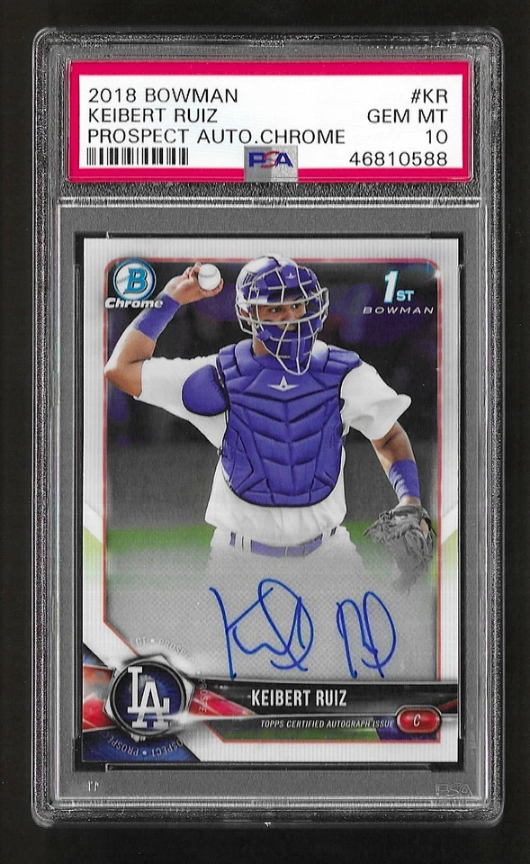 2018 Bowman Chrome Prospect Autograph CPA-KR Keibert Ruiz RC Rookie PSA 10 - Image 1 of 1