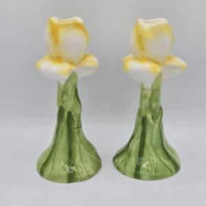 Vintage Keramik handbemalt gelbe Blume Kerzenständer Made in Taiwan Floral - Bild 1 von 8