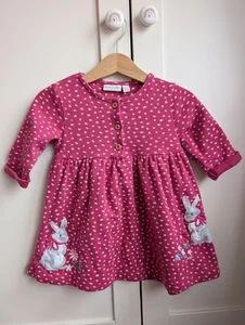JoJo Maman Bebe Pink Spotty Bunny Dress CUTE Size 12-18 Months CUTE - Picture 1 of 7