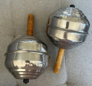2 Stck. Vintage Maracas Metall & Holz Musik Percussion Instrument Band Jhunjhuna - Bild 1 von 7