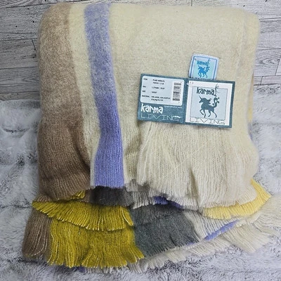 Alpaca Wool Blend Throw Blanket 50x60 Glen Check Plaid Fringe Soft Warm Cozy New - Image 1 of 4