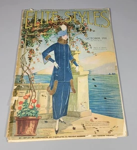 Elite Styles, 1918 October Dressmaker Tailor Fashion Magazine Catalog Ladies - Picture 1 of 3