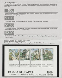 MINT 1986 KOALA RESEARCH CINDERELLA STAMP PACK - Bild 1 von 1