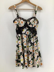 Topshop Black Daisy Floral Lace Bustier Sundress Mini Dress UK 12 - Picture 1 of 10