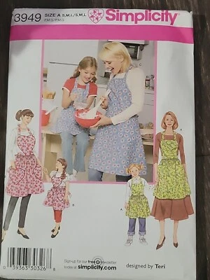 Simplicity 3949 A S M L Childs  Misses Aprons Sewing Pattern NIP - Image 1 of 4