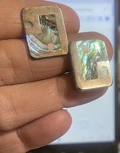 Vintage taxco Sterling Silver and Abalone inlay Cufflinks SIGNED - Picture 1 of 6