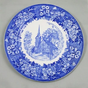 WEDGEWOOD ENGLAND FLOW BLUE TYPE PLATE FIRST CONGREGATIONAL CHURCH RIPON, WISC. - Picture 1 of 4