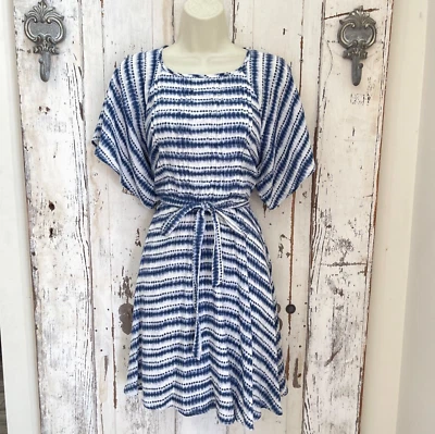 Old Navy размер XS женщины синий белый горошек полоски подпоясанный кимоно летнее платье - Изображение 1 из 4