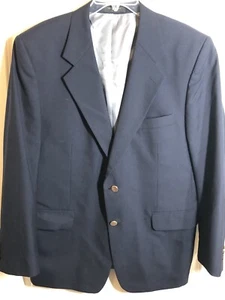 Petrocelli Blazer Men 44R Navy Blue 100% Wool Sport Coat Jacket Career Formal - Picture 1 of 15