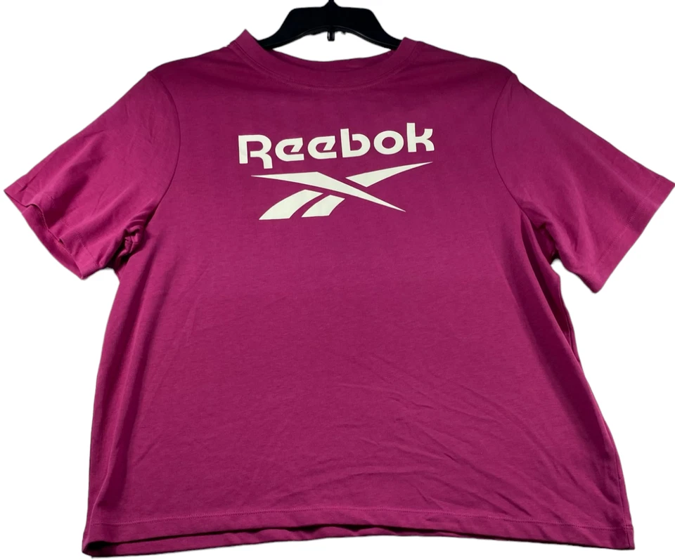 Camisa corta de entrenamiento Reebok para mujer talla grande 1X rosa grande logotipo de Reebok nueva elástica Foto 1 de 4