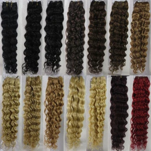 45 55 65cm Remy Curly Deep Weft Human Hair Extensions Weave 100g Black Brown - Picture 1 of 38