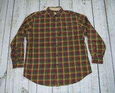 WOOLRICH FLANNEL SHIRT CHECK PLAID BHN 6004 COTTON SIZE L LARGE MAROON OLIVE