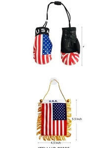 United States Banner Flag Suction And Car Rearview Mirror US Boxing Glove - Picture 1 of 3