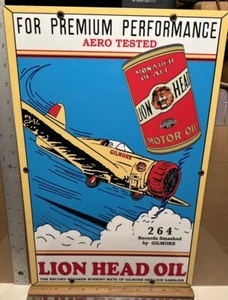 Vintage Porzellan Löwenkopf Öl/Aero geprüft Schild Original - Bild 1 von 8