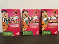 Lot of 3 Flintstones Extra Iron Vitamin A D Children’s Vitamins 90 Ct x 3