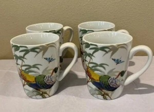 Williams Sonoma Paavo Birds Collection Set Of 4 Porcelain Mugs 4.5” Tall NEW - Picture 1 of 7