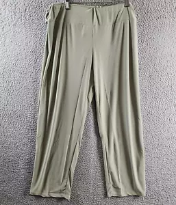 NY Collection Petite Cropped Solid Pull On Pants with Sash Women's PXL Oil Green - Picture 1 of 16